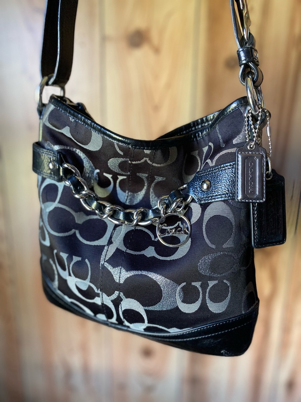 Coach Optic Metallic Signature Chain Duffle